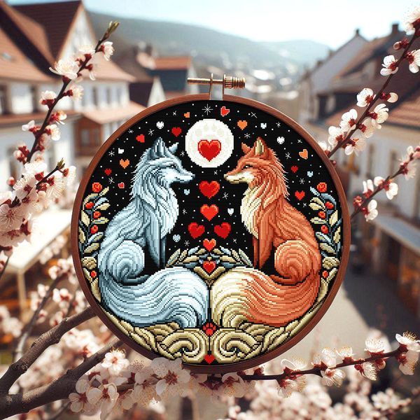 Cross-Stitch Pattern &ndash; "Foxes in Love" WLP-008