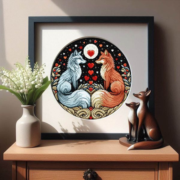 Cross-Stitch Pattern &ndash; "Foxes in Love" WLP-008