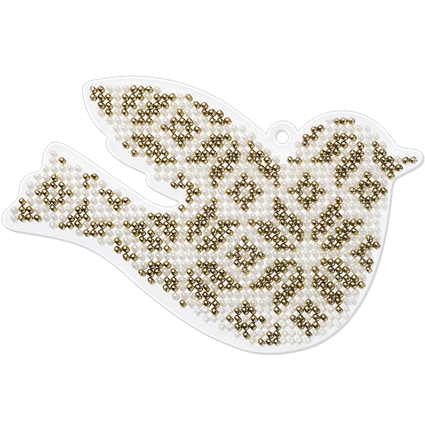 Bead Embroidery Kit (Plastic Base) &ndash; &ldquo;Christmas Ornament &ndash; Bird&rdquo; FLPL-004