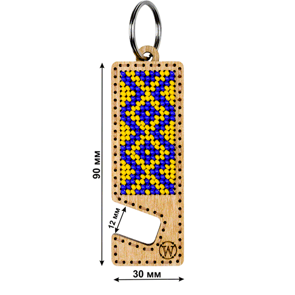 Wooden Bead Embroidery Kit &ndash; &ldquo;Phone Stand &ndash; Yellow and Blue Ornament&rdquo; FLK-482