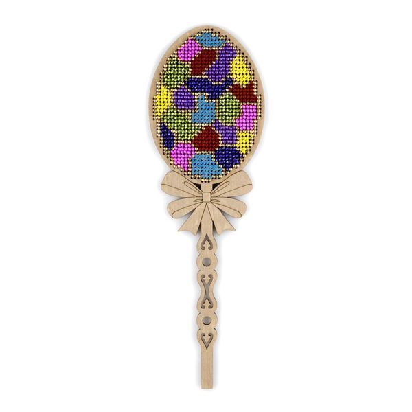 Bead Embroidery Kit on Wood &ndash; &ldquo;Stained Glass Easter Egg Topper&rdquo; FLK-550