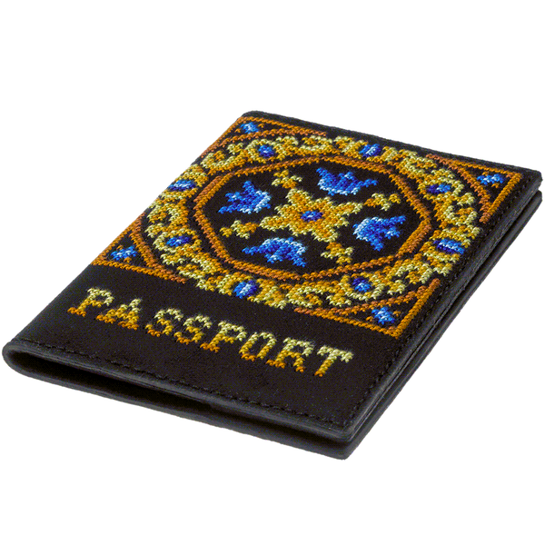 Faux Leather Cross-Stitch Kit &ndash; &ldquo;Passport Cover&rdquo; FLHL-048 Black