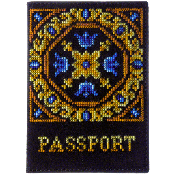 Faux Leather Cross-Stitch Kit &ndash; &ldquo;Passport Cover&rdquo; FLHL-048 Black