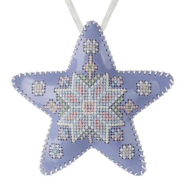 Faux Leather Cross-Stitch Kit &ndash; &ldquo;Star Christmas Ornament&rdquo; FLHL-069 (Double-Sided) Light Blue
