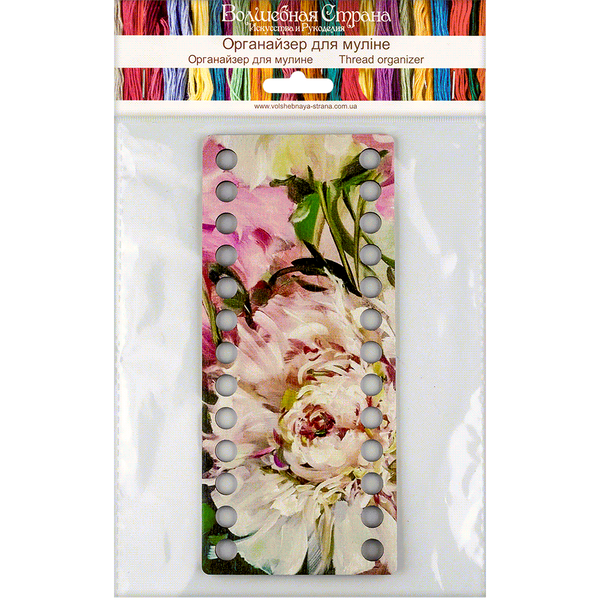 Floss Organizer &ndash; &ldquo;Peonies, Narrow Rectangular&rdquo; FLZ(P)-050