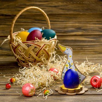 Wooden Bead Embroidery Kit &ndash; &ldquo;Egg Stand &ndash; Goose&rdquo; FLK-268
