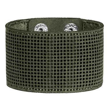 Faux Leather Embroidery Blank – “Bracelet" (4 × 22 cm) FLBE(BB)-053 Khaki