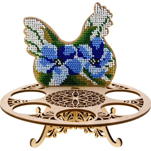 Wooden Bead Embroidery Kit &ndash; &ldquo;Easter Egg Stand &ndash; Hen&rdquo; FLK-167