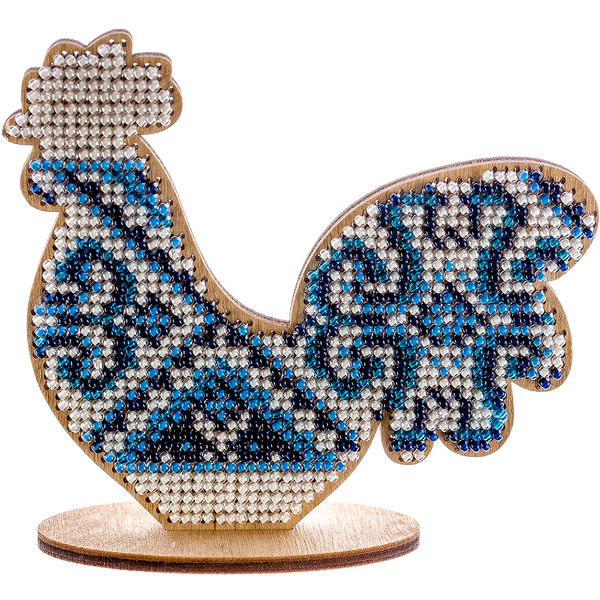 Wooden Bead Embroidery Kit &ndash; &ldquo;Rooster&rdquo; FLK-117