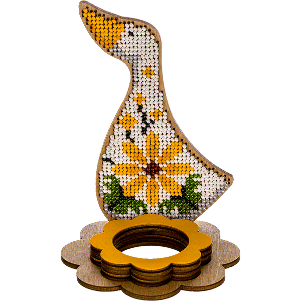 Wooden Bead Embroidery Kit &ndash; &ldquo;Egg Stand &ndash; Goose&rdquo; FLK-268