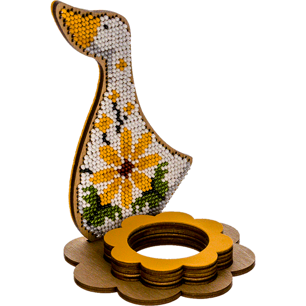 Wooden Bead Embroidery Kit &ndash; &ldquo;Egg Stand &ndash; Goose&rdquo; FLK-268