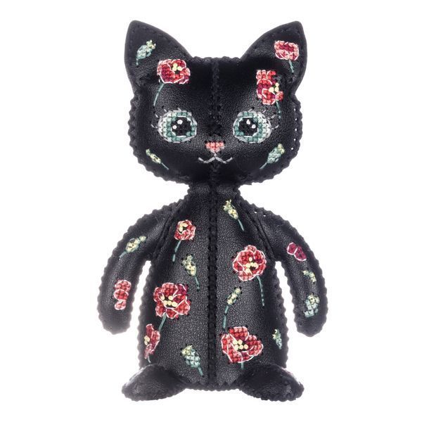 Faux Leather Cross-Stitch Kit &ndash; &ldquo;Kitty &ndash; Poppy Charm&rdquo; FLHL-206
