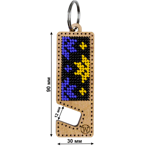 Wooden Bead Embroidery Kit &ndash; &ldquo;Phone Stand &ndash; Black and Yellow Ornament&rdquo; FLK-483