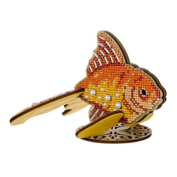 Wooden Bead Embroidery Kit &ndash; &ldquo;Goldfish&rdquo; FLK-586