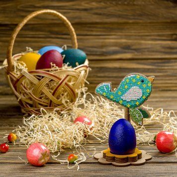 Wooden Bead Embroidery Kit &ndash; &ldquo;Egg Stand &ndash; Bird&rdquo; FLK-269