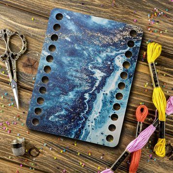 Floss Organizer &ndash; &ldquo;Blue & Gold Abstraction, Rectangular&rdquo; FLZ(P)-052