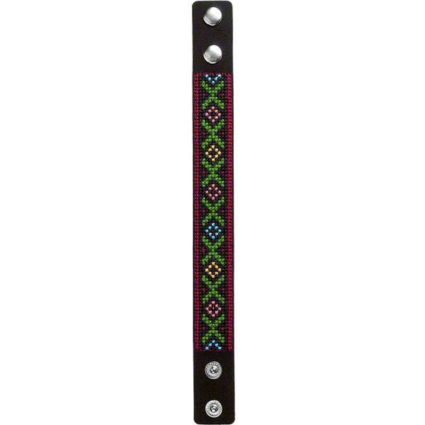 Faux Leather Cross-Stitch Kit &ndash; &ldquo;Bracelet&rdquo; (2.2 &times; 22 cm) FLHL-028 Black