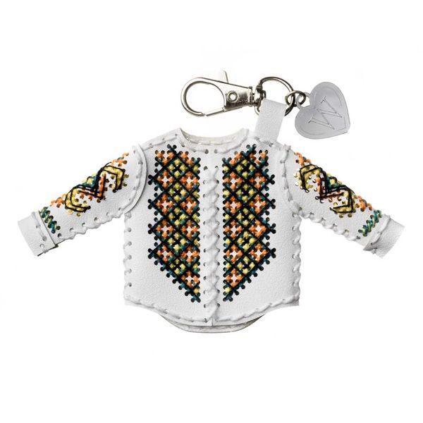 Faux Leather Cross-Stitch Kit &ndash; &ldquo;Bag Charm Shirt. Fire Ornament&rdquo; FLHL-131