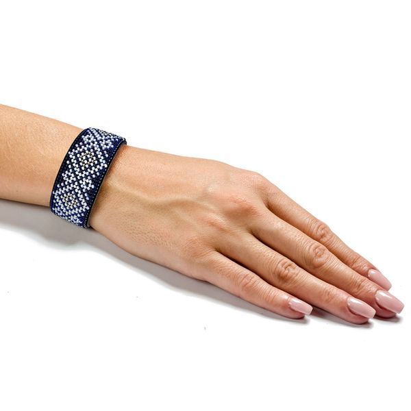 Faux Leather Bead Embroidery Kit &ndash; &ldquo;Bracelet&rdquo; (3 &times; 22 cm) FLBB-051 Black