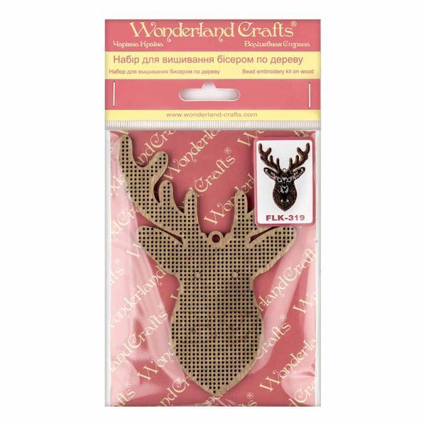 Wooden Bead Embroidery Kit &ndash; &ldquo;Christmas Ornament &ndash; Gaze From the Forest&rdquo; FLK-319