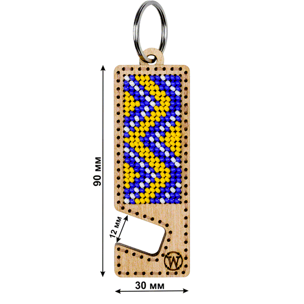 Wooden Bead Embroidery Kit &ndash; &ldquo;Phone Stand &ndash; Blue and Yellow Ornament&rdquo; FLK-484