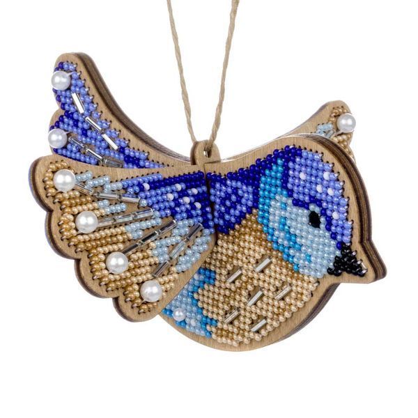 Wooden Bead Embroidery Kit &ndash; &ldquo;Blue Bird&rdquo; FLK-587