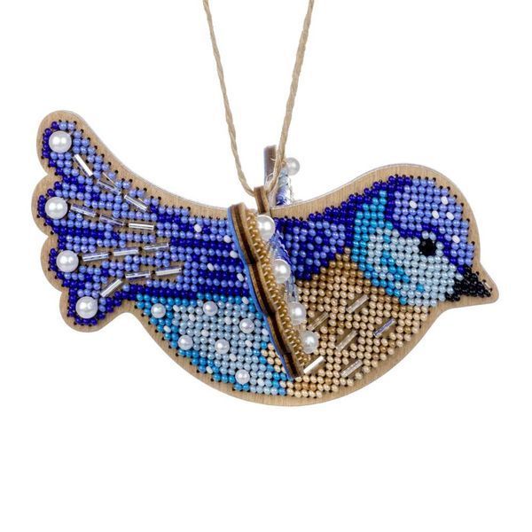 Wooden Bead Embroidery Kit &ndash; &ldquo;Blue Bird&rdquo; FLK-587