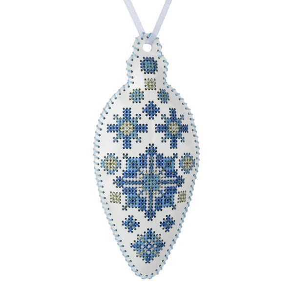 Faux Leather Cross-Stitch Kit &ndash; &ldquo;Icicle Christmas Ornament&rdquo; (Double-Sided) FLHL-071 White