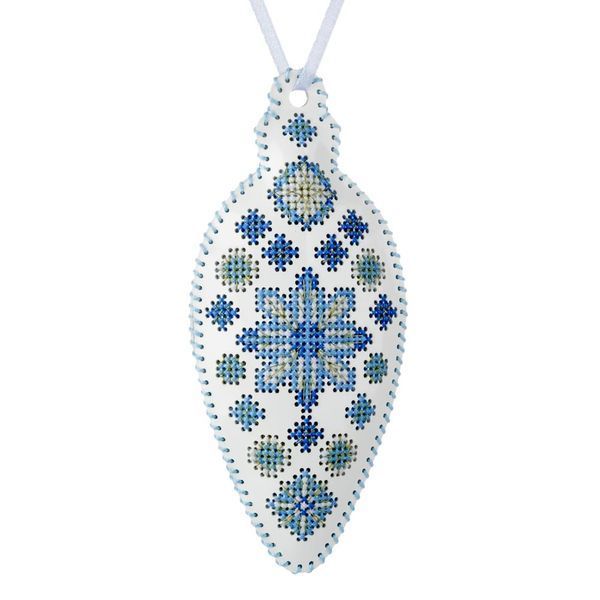 Faux Leather Cross-Stitch Kit &ndash; &ldquo;Icicle Christmas Ornament&rdquo; (Double-Sided) FLHL-071 White