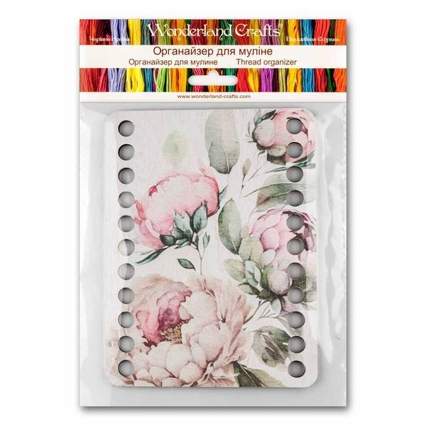 Floss Organizer &ndash; &ldquo;Peonies, Rectangular&rdquo; FLZ(P)-086