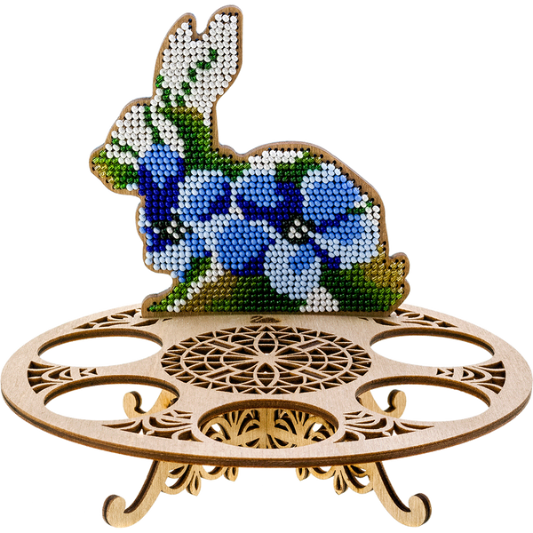 Wooden Bead Embroidery Kit &ndash; &ldquo;Easter Egg Stand &ndash; Bunny&rdquo; FLK-169