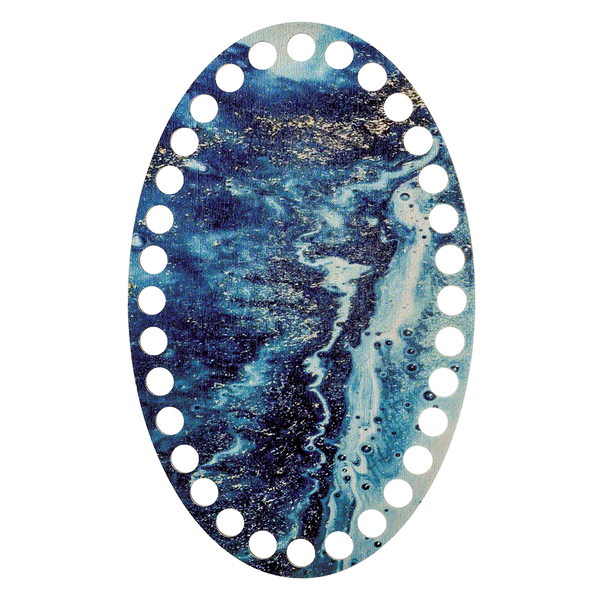 Floss Organizer &ndash; &ldquo;Blue & Gold Abstraction, Oval&rdquo; FLZ(P)-053