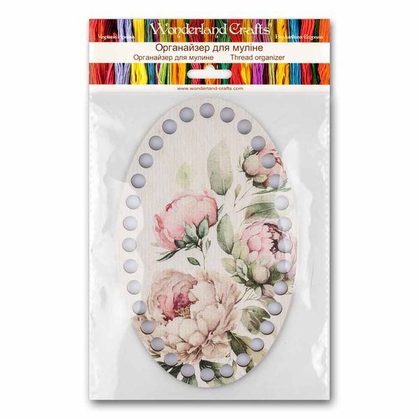 Floss Organizer &ndash; &ldquo;Peonies, Oval&rdquo; FLZ(P)-087