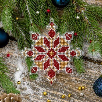 Bead Embroidery Kit (Plastic Base) &ndash; &ldquo;Christmas Ornament &ndash; Snowflake&rdquo; FLPL-022
