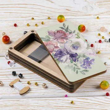 Magnetic Needle Case Large &ndash; &ldquo;Watercolor Flowers&rdquo; FLZB(N)-144