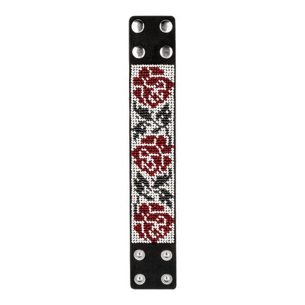Faux Leather Bead Embroidery Kit &ndash; &ldquo;Bracelet&rdquo; (4 &times; 22 cm) FLBB-102 Black