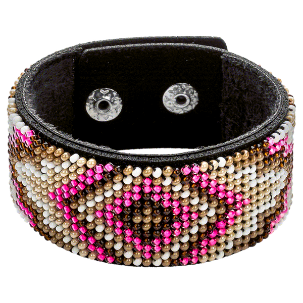 Faux Leather Bead Embroidery Kit &ndash; &ldquo;Bracelet&rdquo; (3 &times; 22 cm) FLBB-017 Black