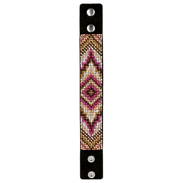Faux Leather Bead Embroidery Kit &ndash; &ldquo;Bracelet&rdquo; (3 &times; 22 cm) FLBB-017 Black