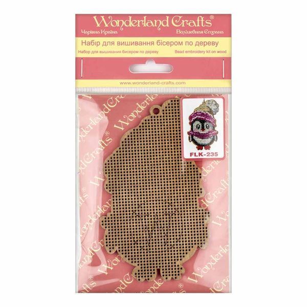 Wooden Bead Embroidery Kit &ndash; &ldquo;Christmas Ornament &ndash; Penguin In Pink&rdquo; FLK-235