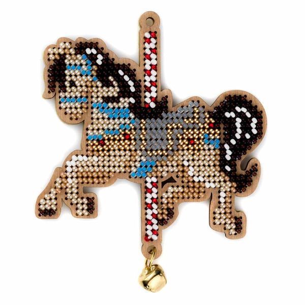 Wooden Bead Embroidery Kit &ndash; &ldquo;Christmas Ornament &ndash; Fairy Horse&rdquo; FLK-510