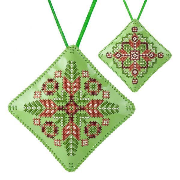 Faux Leather Cross-Stitch Kit &ndash; &ldquo;Mini Pillow Christmas Ornament&rdquo; (Double-Sided) FLHL-087 Light Green
