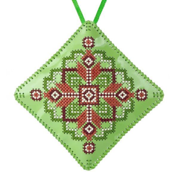 Faux Leather Cross-Stitch Kit &ndash; &ldquo;Mini Pillow Christmas Ornament&rdquo; (Double-Sided) FLHL-087 Light Green