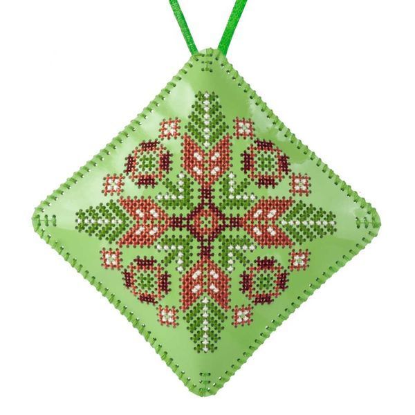 Faux Leather Cross-Stitch Kit &ndash; &ldquo;Mini Pillow Christmas Ornament&rdquo; (Double-Sided) FLHL-087 Light Green