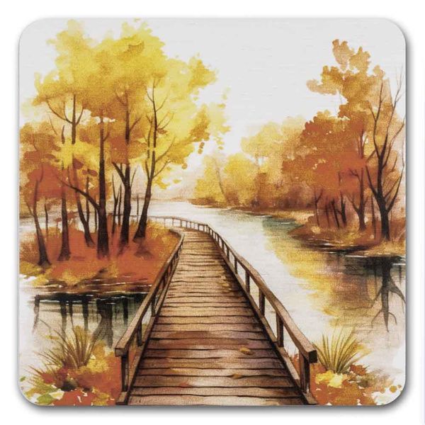 Bead Organizer With Wooden Lid &ndash; &ldquo;Autumn Bridge, Square&rdquo; FLZB-240