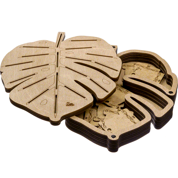 Bobbin Organizer Box &ndash; &ldquo;Light Monstera Leaf&rdquo; + 21 bobbins FLZB(N)-045