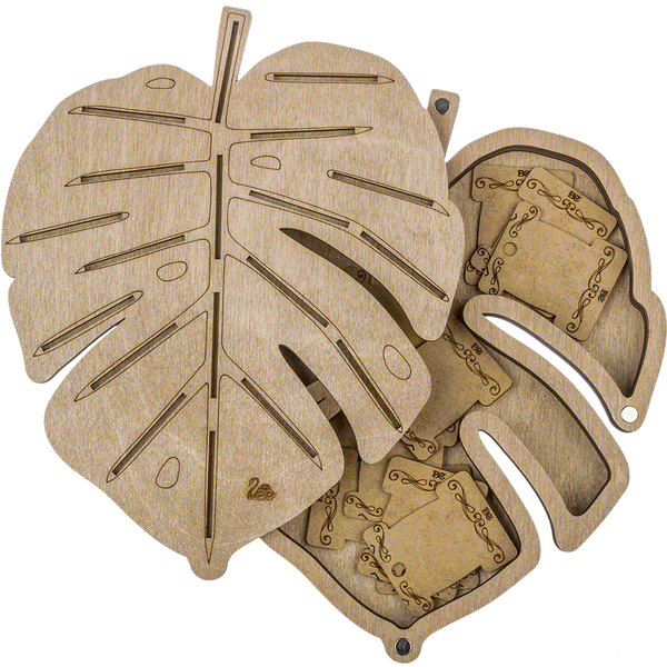 Bobbin Organizer Box &ndash; &ldquo;Light Monstera Leaf&rdquo; + 21 bobbins FLZB(N)-045