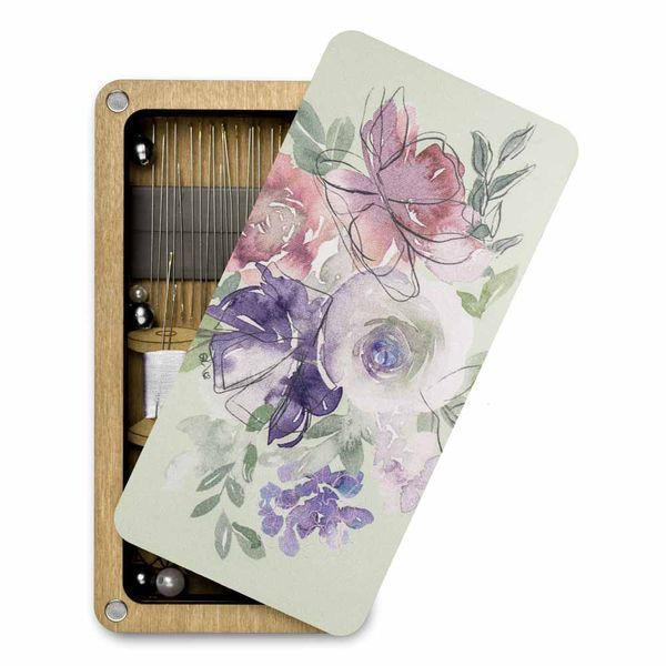 Magnetic Needle Case Large &ndash; &ldquo;Watercolor Flowers&rdquo; FLZB(N)-144