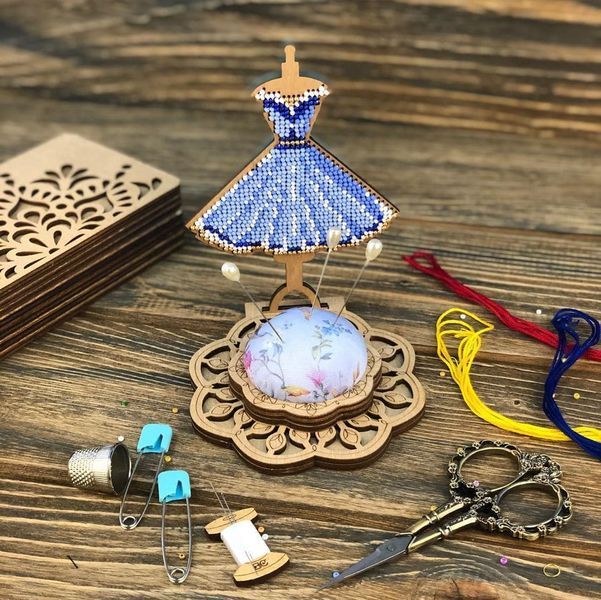 Wooden Bead Embroidery Kit &ndash; &ldquo;Pincushion &ndash; Dress On Mannequin&rdquo; FLK-285