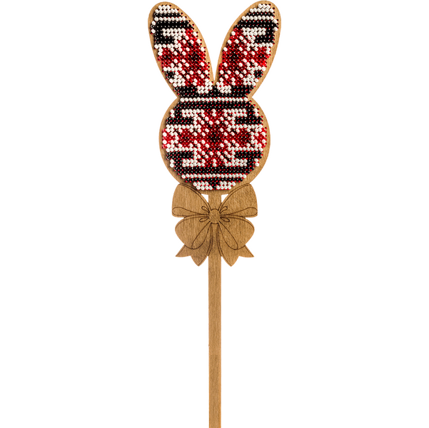 Wooden Bead Embroidery Topper &ndash; &ldquo;Bunny&rdquo; FLK-184