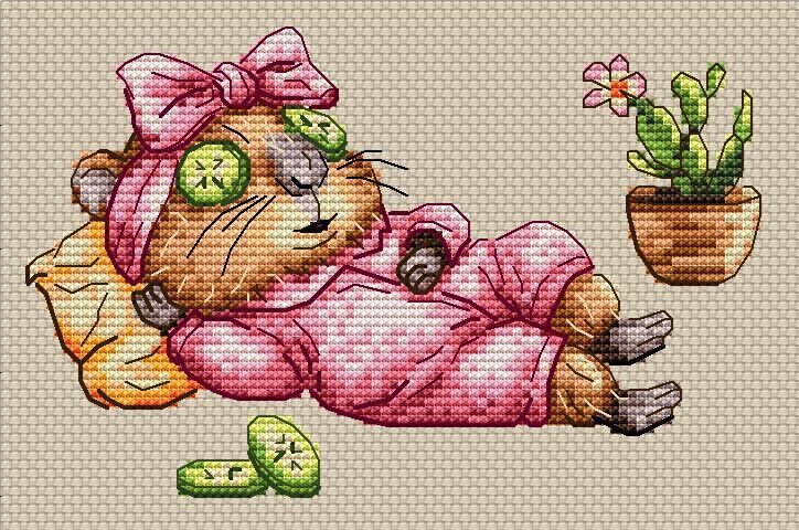 Cross-Stitch Pattern &ndash; "Capybara. Relax" OBP-001